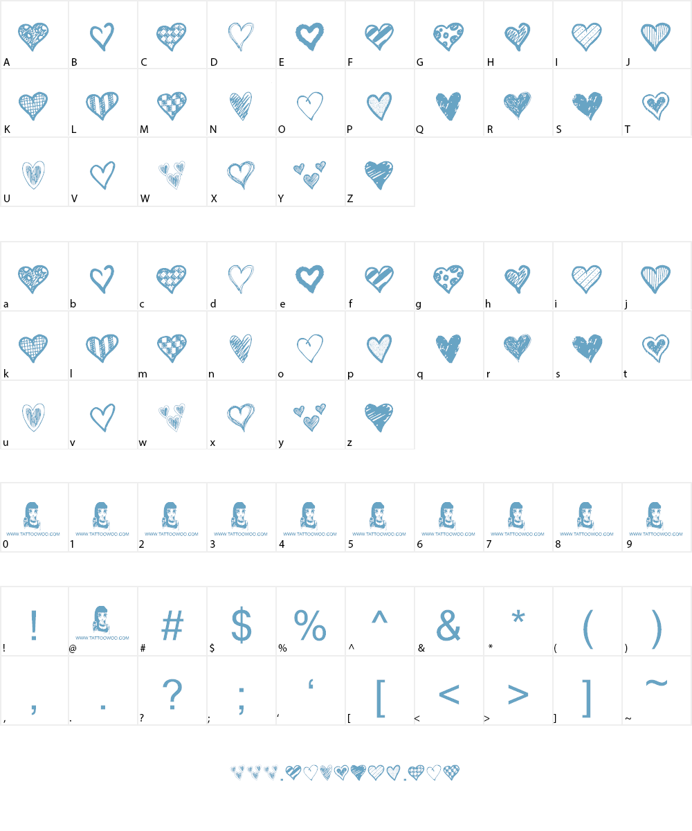 Crazy Hearts Font Character